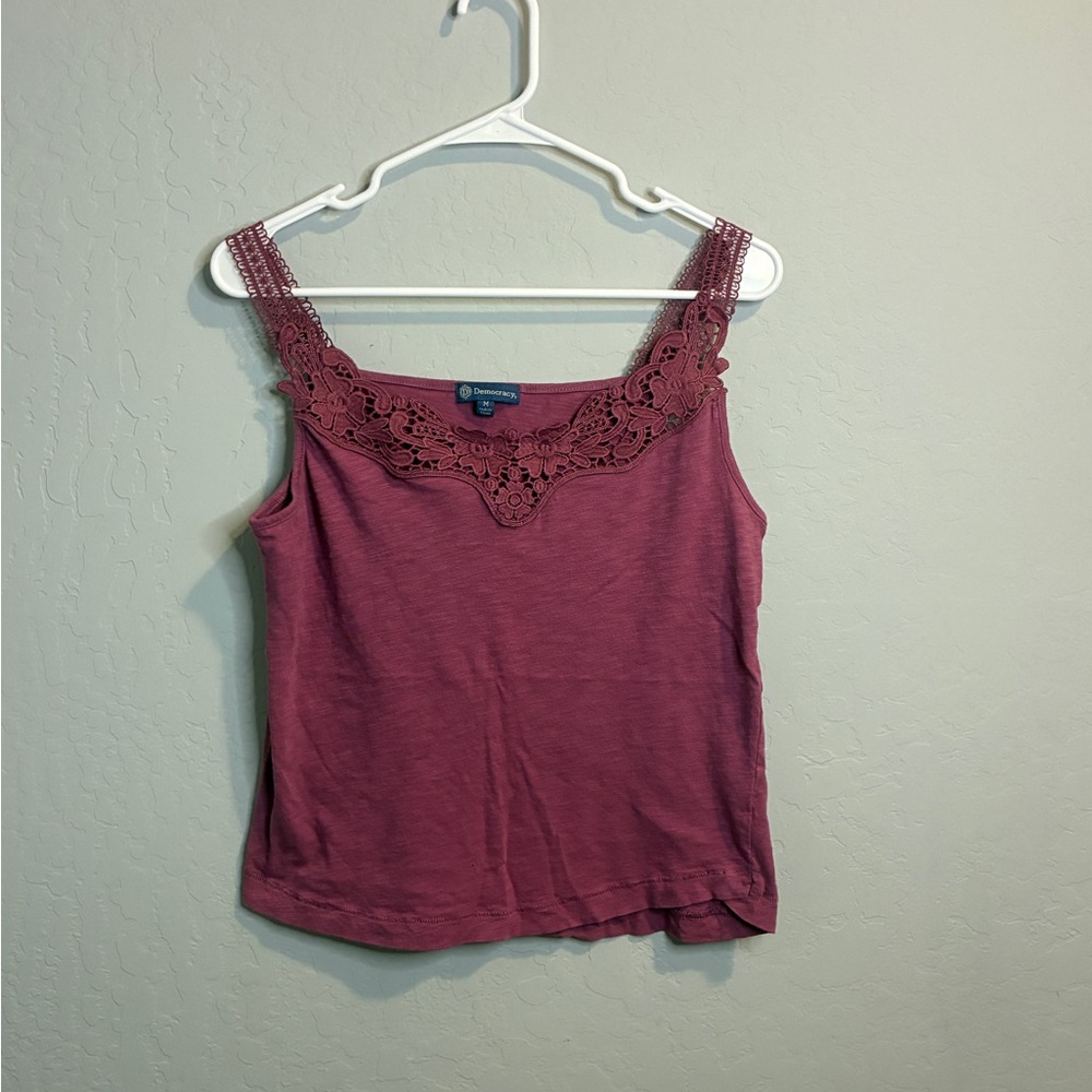 Democracy Lace Trim Camisole - Burgundy